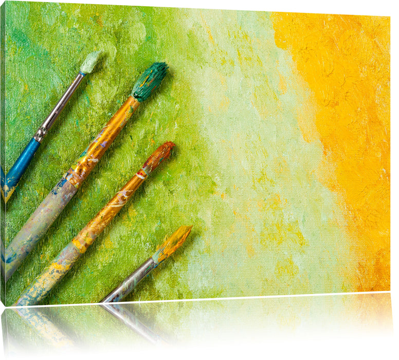 Pixxprint Pinsel mit gemalten Bild, Leinwandbild