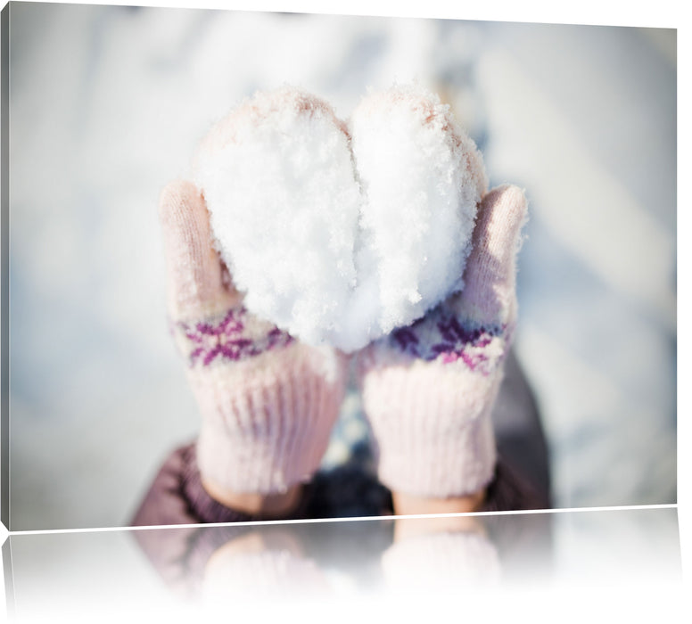 Pixxprint Herz aus Schnee, Leinwandbild