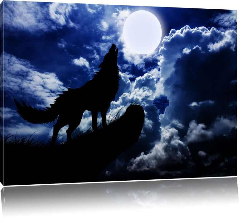 Wolf im Mondschein Leinwandbild