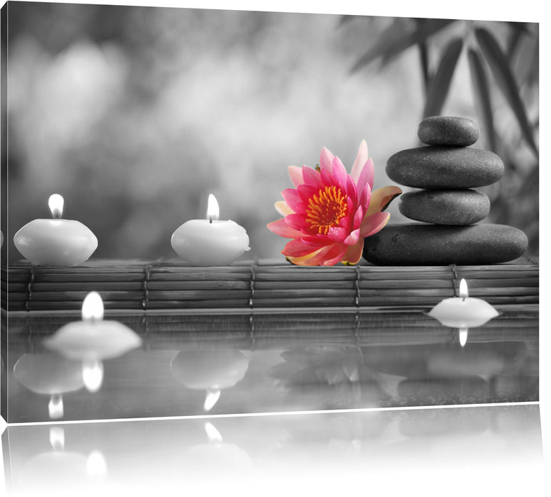 Seerose Zen Steine Kerzen Leinwandbild