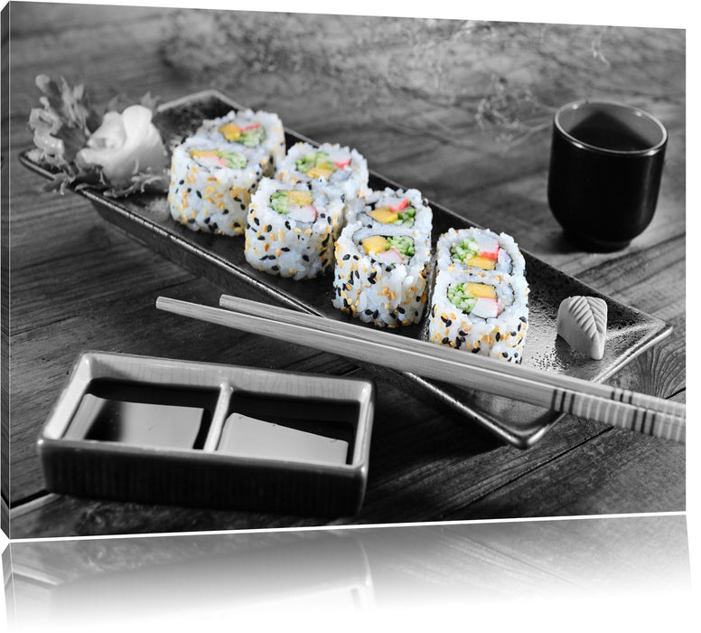Pixxprint Inside Out Sushi Rollen, Leinwandbild