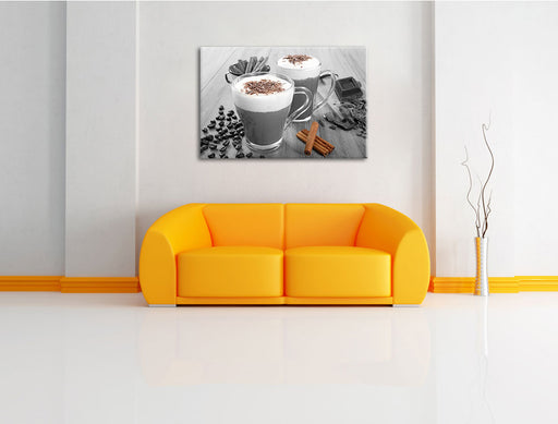 heiße Schokolade und Kaffee Leinwandbild über Sofa
