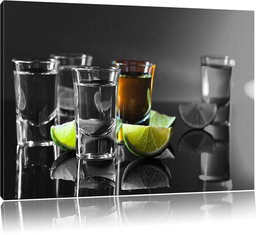 Tequila Shots mit Limetten Leinwandbild