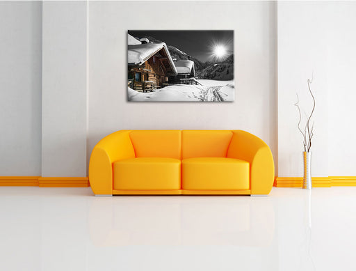 Alpenhütten Leinwandbild über Sofa