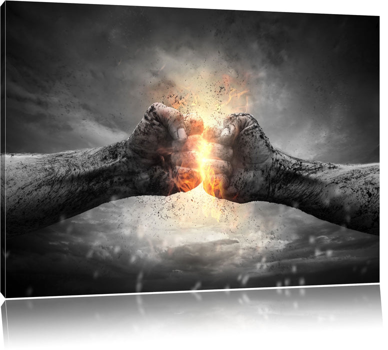 Pixxprint Fäuste mit Energie, Leinwandbild