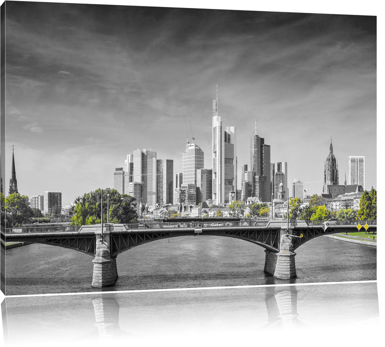 Pixxprint Skyline von Frankfurt am Main, Leinwandbild