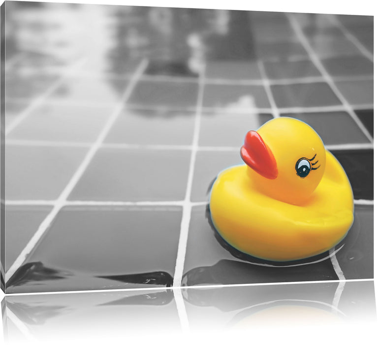 Pixxprint Quietsche Ente im Wasser, Leinwandbild