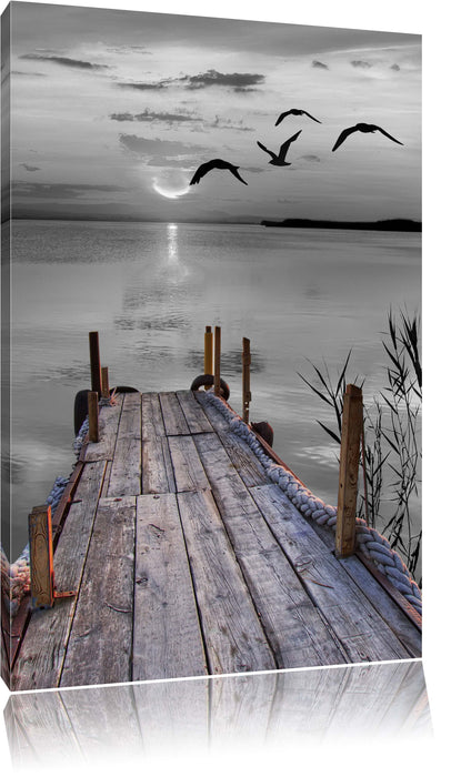 Pixxprint schöner Steg mit Vögeln, Leinwandbild