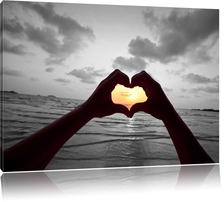 Pixxprint Hände zu einem Herz geformt, Leinwandbild