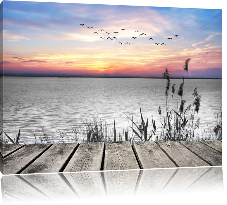 Pixxprint Steg mit Ausblick auf das Meer, Leinwandbild