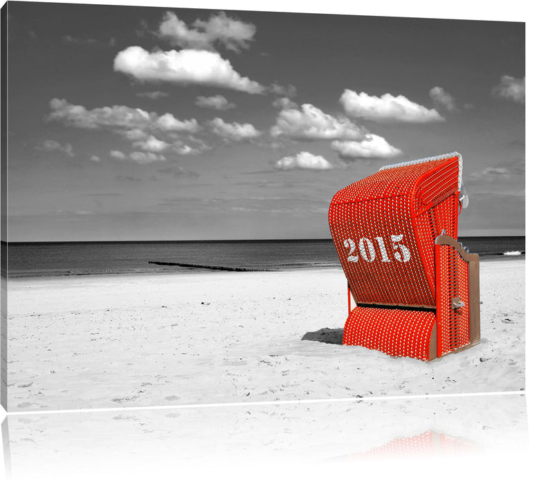 Pixxprint Strandkorb an der Nordsee, Leinwandbild