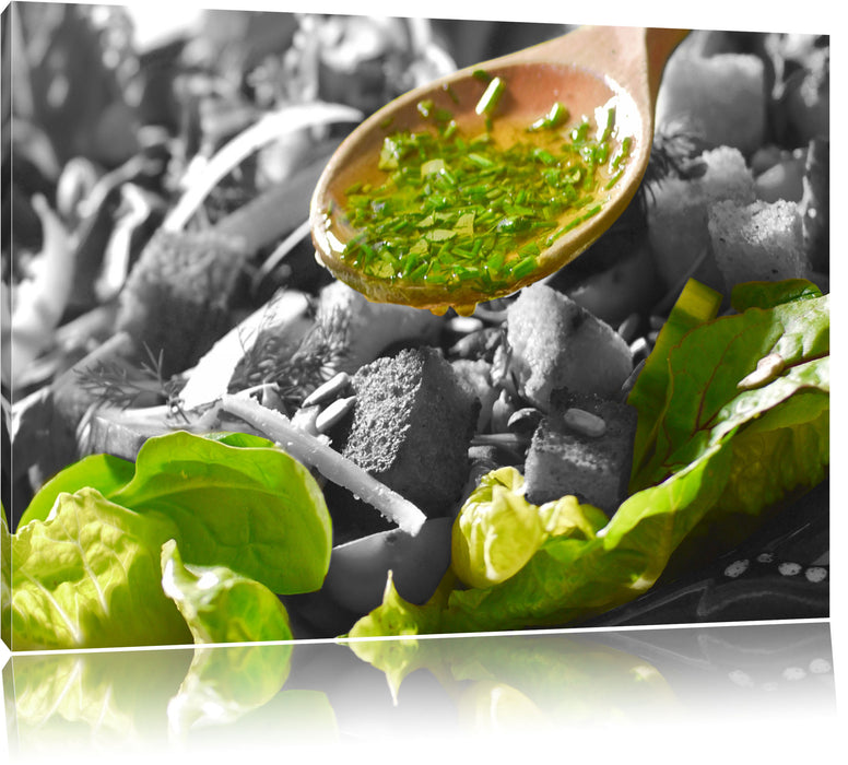 Pixxprint Knackiger Salat und Kräuter, Leinwandbild
