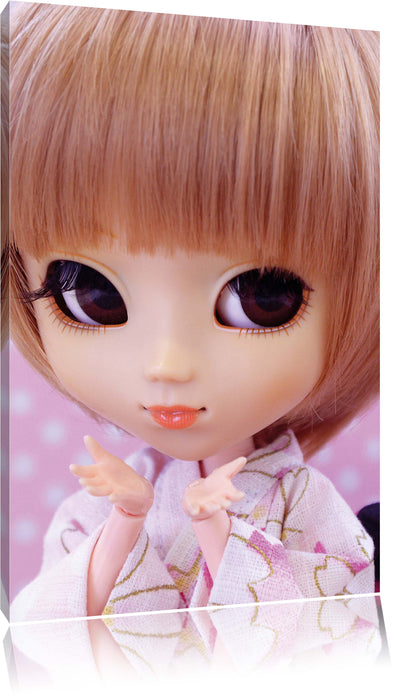 Pixxprint Puppe im traditionellen Kimono, Leinwandbild