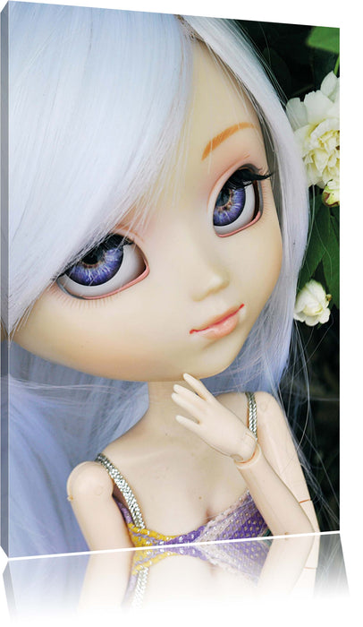 Pixxprint Püppchen im Blumenstrauch, Leinwandbild