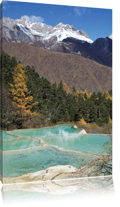 Pixxprint Kalksteinterrassen in Huang Long, Leinwandbild