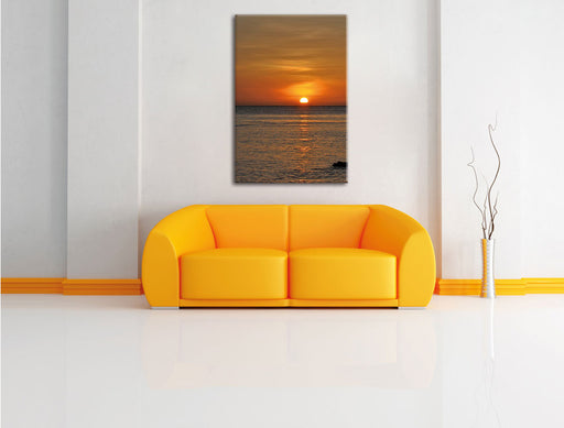 Sonnenuntergang am Meer Leinwandbild über Sofa