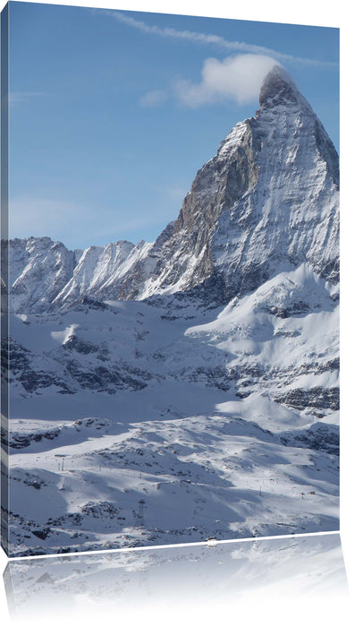 Pixxprint schneebedeckte Gipfel, Leinwandbild