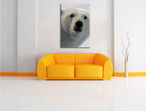 wachsamer Eisbär Leinwandbild über Sofa