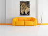 Löwin ruht auf Boden Leinwandbild über Sofa