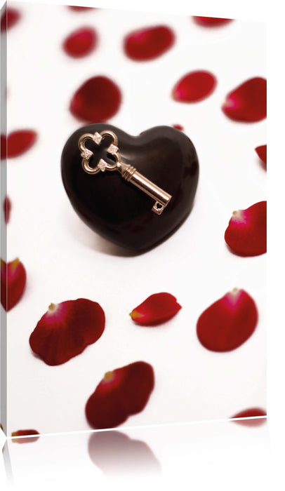 Pixxprint Herz mit Schlüssel, Leinwandbild