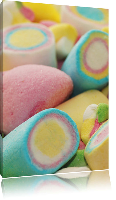 Pixxprint bunte Schaumsüßigkeiten, Leinwandbild