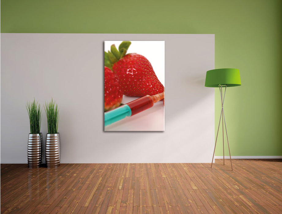 Erdbeeren mit Lebensmittelfarbe Leinwandbild im Flur