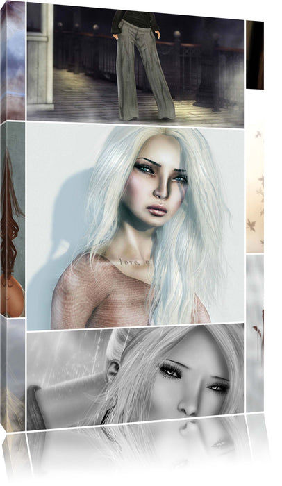 Pixxprint Zeichnungen von Frauen, Leinwandbild