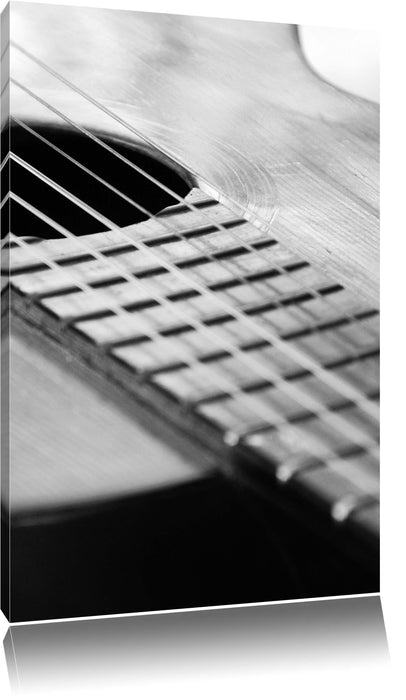 Pixxprint Gitarrensaiten am Schallloch, Leinwandbild