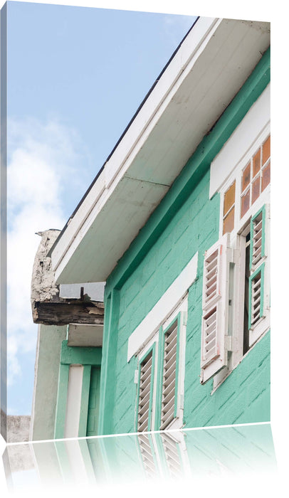 Pixxprint altes karibisches Haus, Leinwandbild