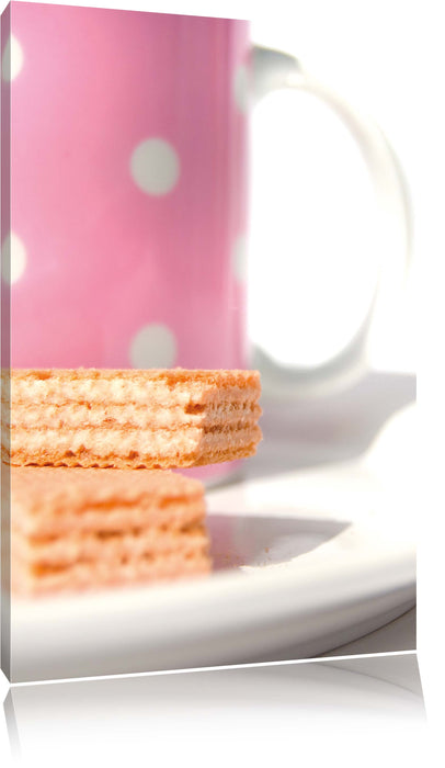 Pixxprint Kaffee und Waffeln, Leinwandbild
