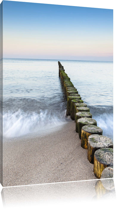 Pixxprint Wellenbrecher im Meer, Leinwandbild