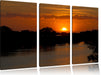 Sonnenuntergang über Fluss Leinwandbild 3 Teilig