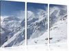 schneebedeckte Berggipfel Leinwandbild 3 Teilig