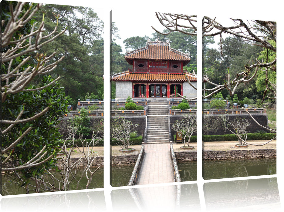 chinesischer Tempel Leinwandbild 3 Teilig