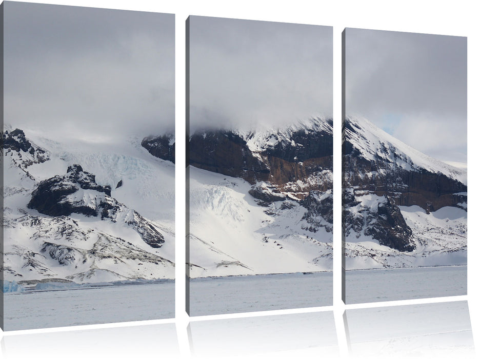 schneebedecktes Gebirge Leinwandbild 3 Teilig