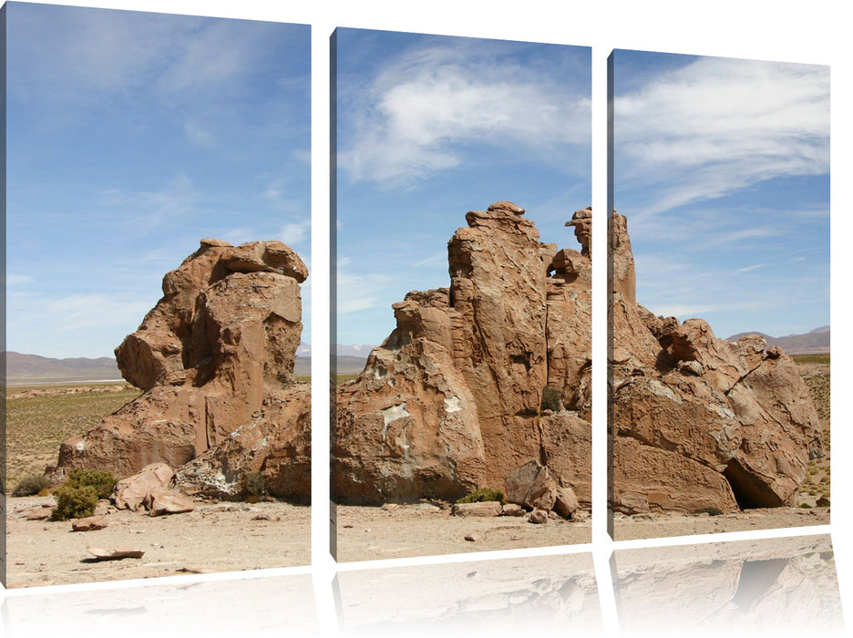 riesige Felsbrocken in der Wüste Leinwandbild 3 Teilig