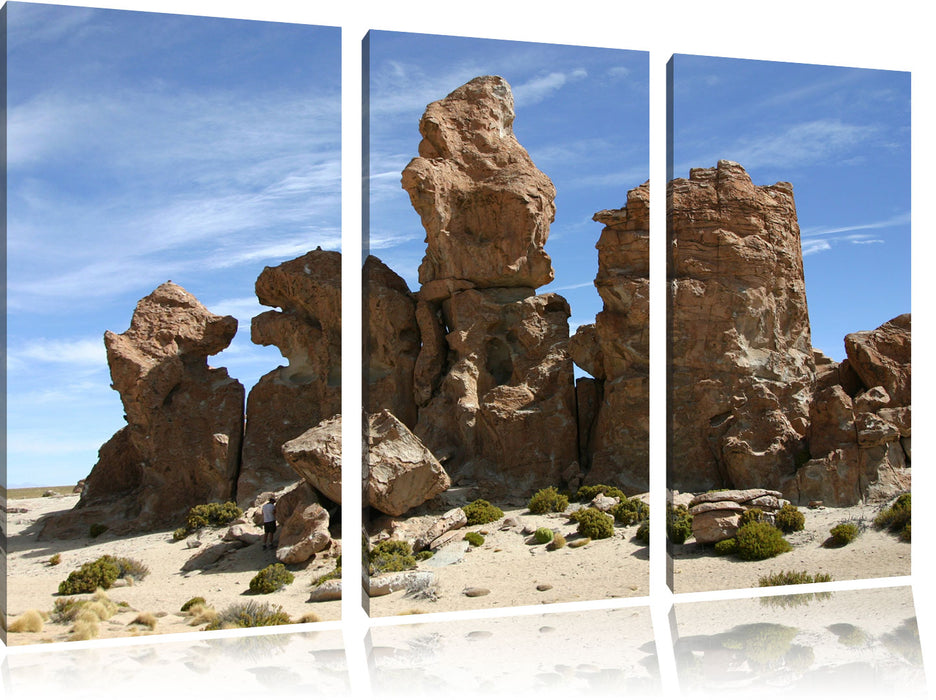 Felsbrocken in der Wüste Leinwandbild 3 Teilig
