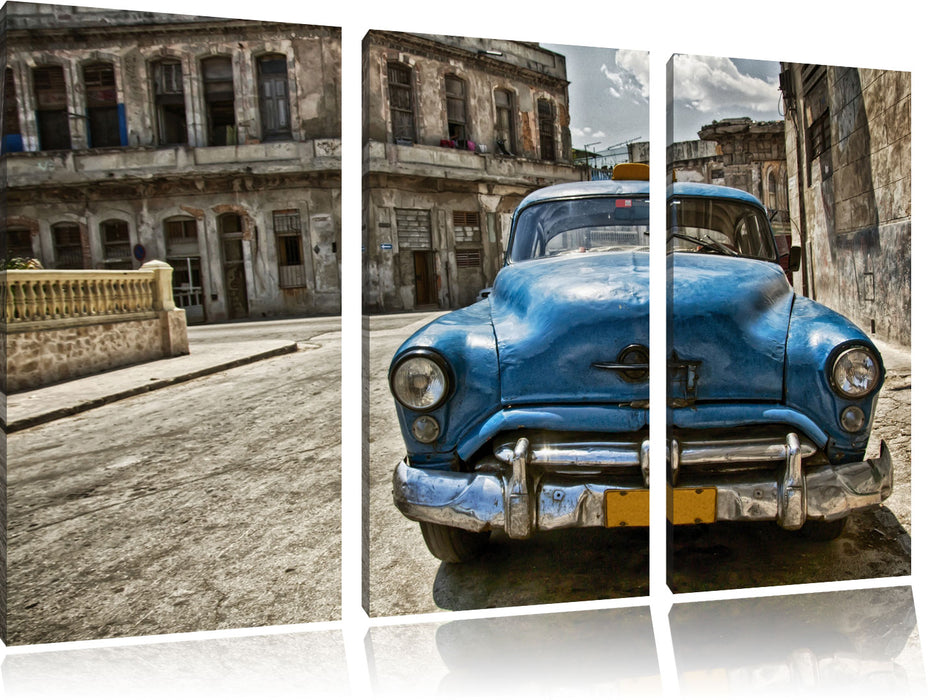 blaue Schönheit in Cuba Leinwandbild 3 Teilig