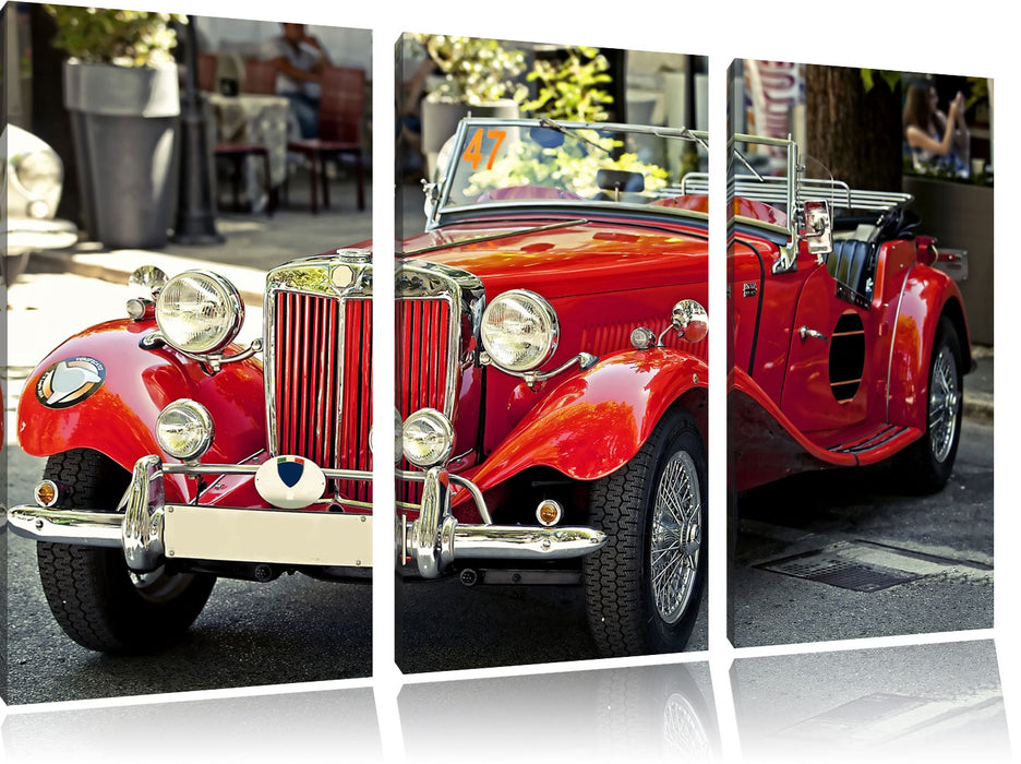 Roter Oldtimer in Italien Leinwandbild 3 Teilig