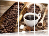 Edler Kaffee und Kaffeebohnen Leinwandbild 3 Teilig