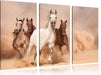 Western Pferde in Wüste Leinwandbild 3 Teilig