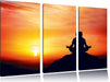Meditation im Sonnenuntergang Leinwandbild 3 Teilig