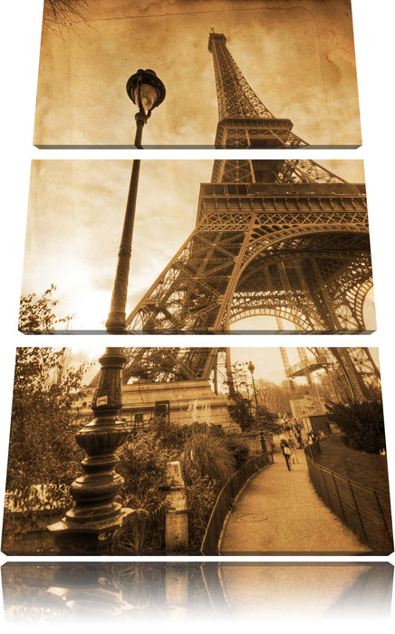Pariser Eifelturm Retro Leinwandbild 3 Teilig