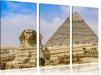 Sphinx von Gizeh mit Pyramide Leinwandbild 3 Teilig