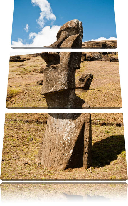 Moai Statue auf den Osterinseln Leinwandbild 3 Teilig