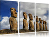 Moai Statuen auf den Osterinseln Leinwandbild 3 Teilig