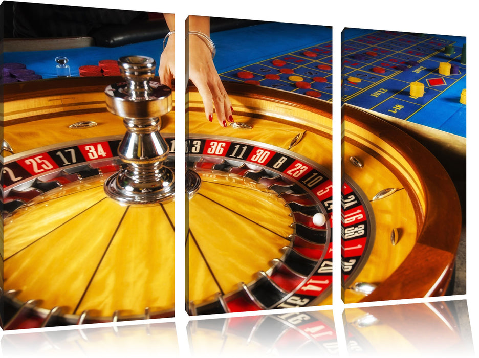 Roulette Tisch in Las Vegas Leinwandbild 3 Teilig