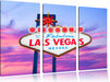 Las Vegas Ortsschild abends Leinwandbild 3 Teilig