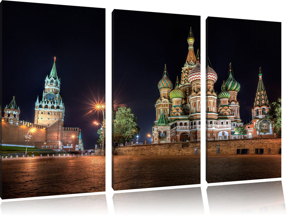 Basilius Kathedrale in Moskau Leinwandbild 3 Teilig