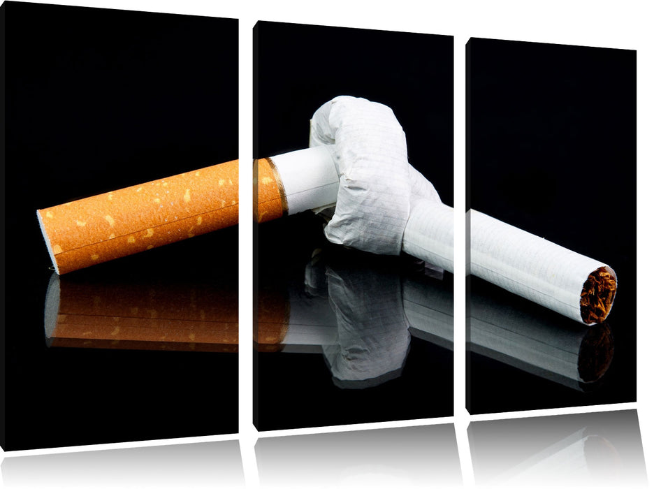 Zigarette mit Knoten Don't Smoke Leinwandbild 3 Teilig